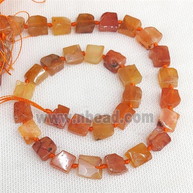 Natural Red Carnelian Agate Beads Faceted Square