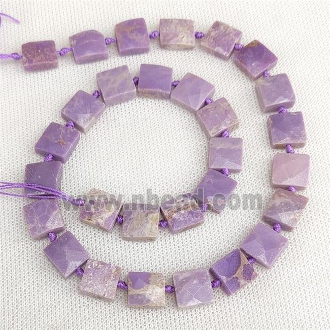 Natural Phosphosiderite Beads Faceted Square Purple