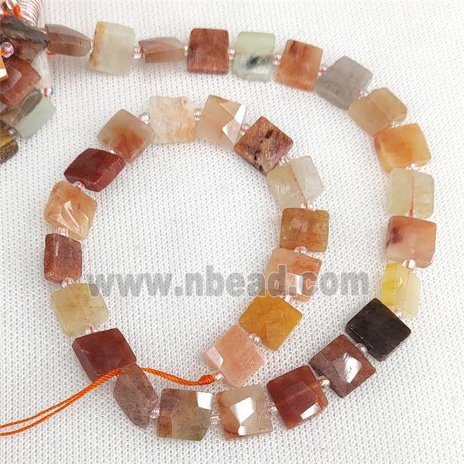 Natural Red Carnelian Agate Beads Faceted Square