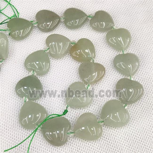 Natural Green Aventurine Heart Beads