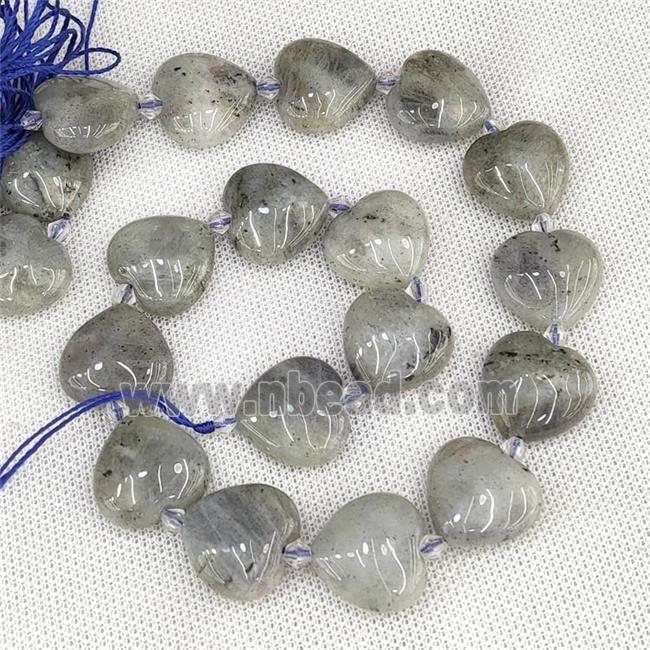 Natural Labradorite Heart Beads