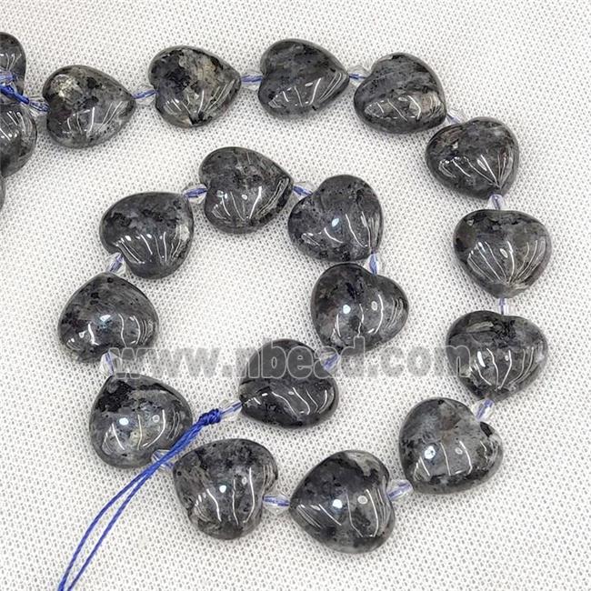 Natural Black Labradorite Heart Beads Larvikite