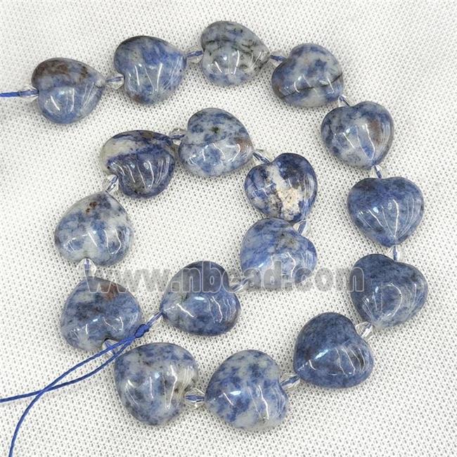 Blue Dalmatian Jasper Heart Beads