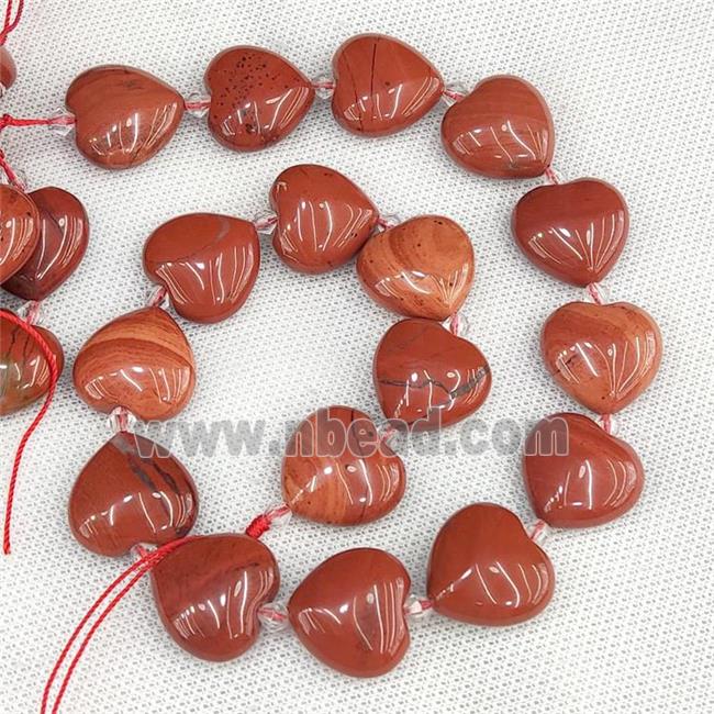 Natural Red Jasper Heart Beads