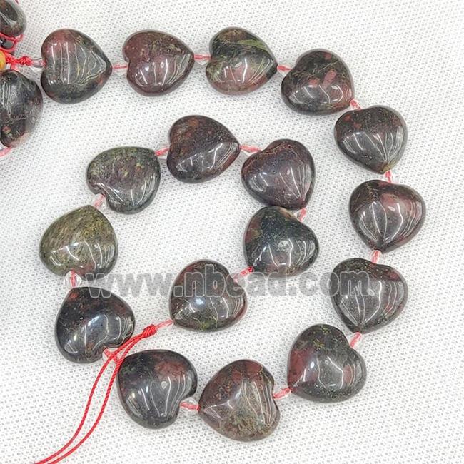 Natural Bloodstone Heart Beads Red Black