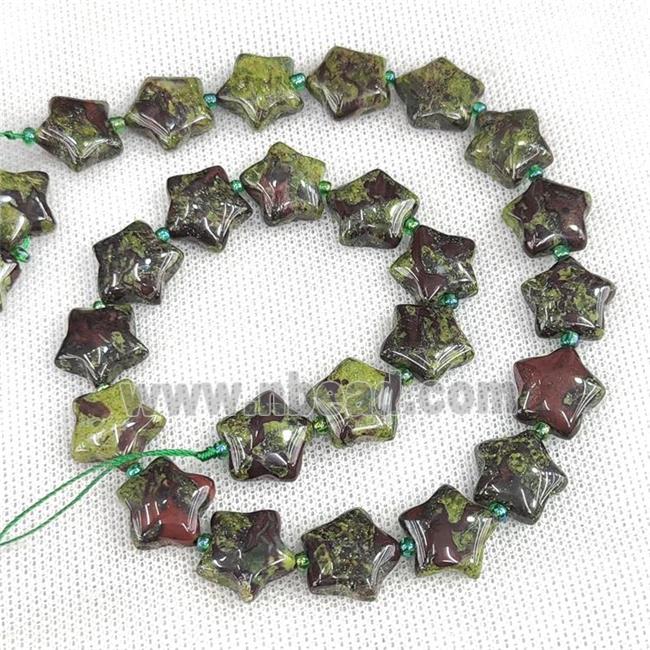 Natural Dragon Bloodstone Beads Star Green