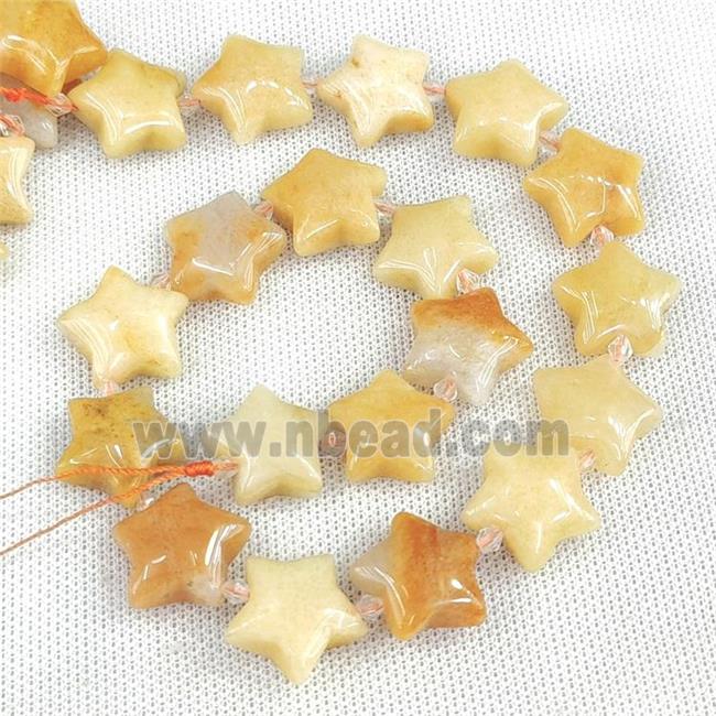 Natural Yellow Honey Jade Star Beads