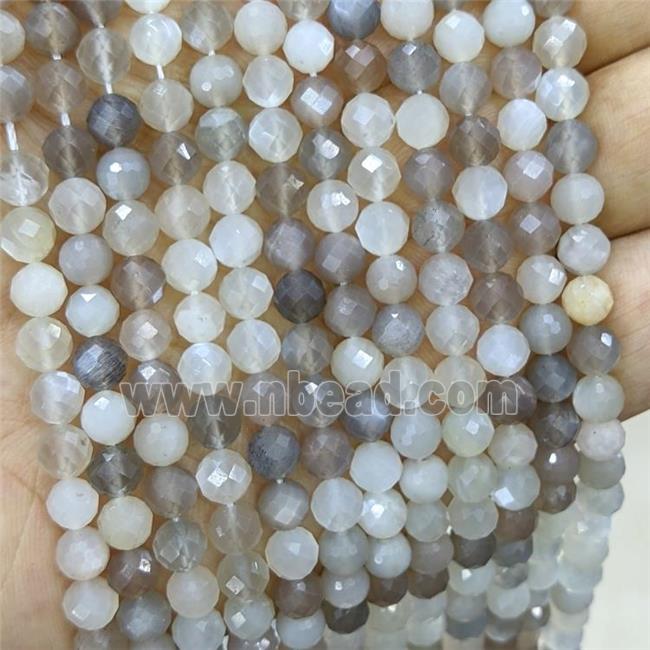 Natural Moonstone Beads Faceted Round Mixed Color