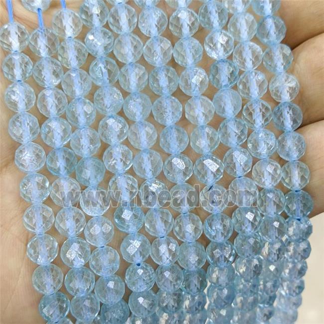Natural Topaz Beads Blue Faceted Round