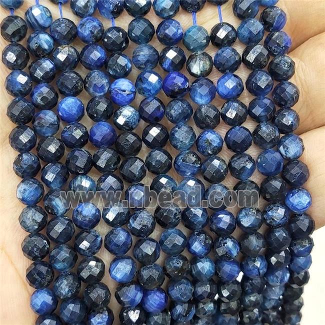 Natural Kyanite Beads Darkblue Faceted Round