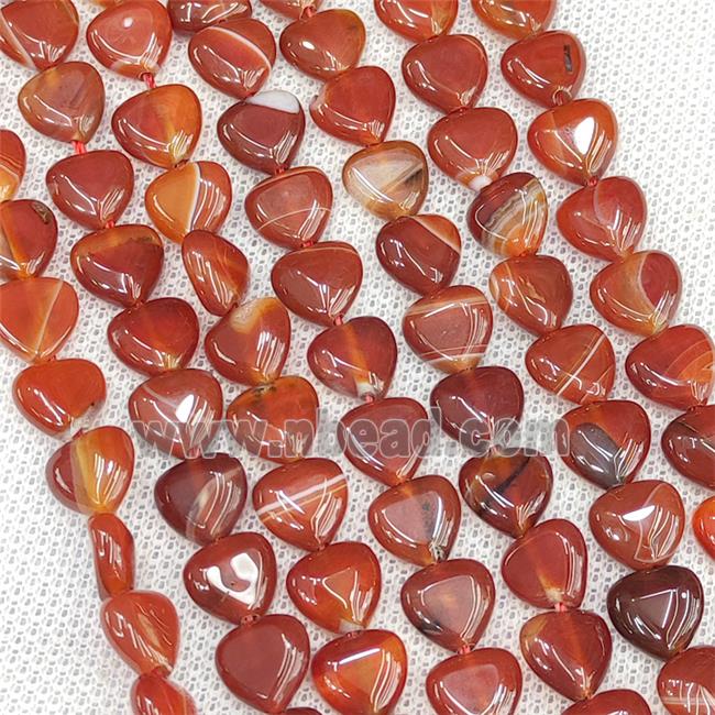 Natural Red Banded Agate Heart Beads Stripe