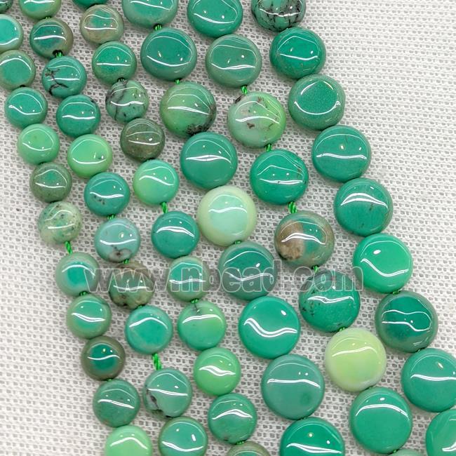 Natural Green Grass Agate Coin Beads