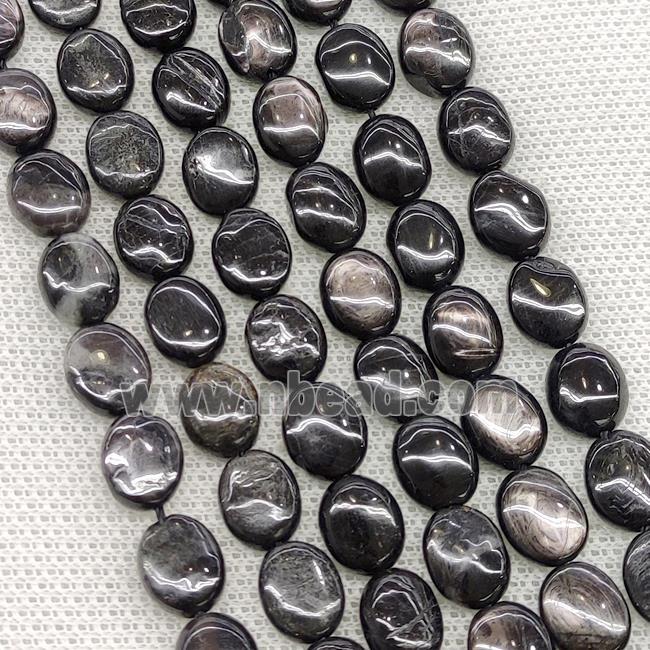 Natural Hypersthene Oval Beads Black
