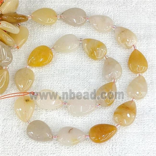 Natural Yellow Aventurine Teardrop Beads Flat