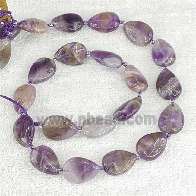 Natural Purple Amethyst Teardrop Beads Flat
