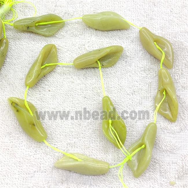 Natural Lemon Jade Bugle Beads Green