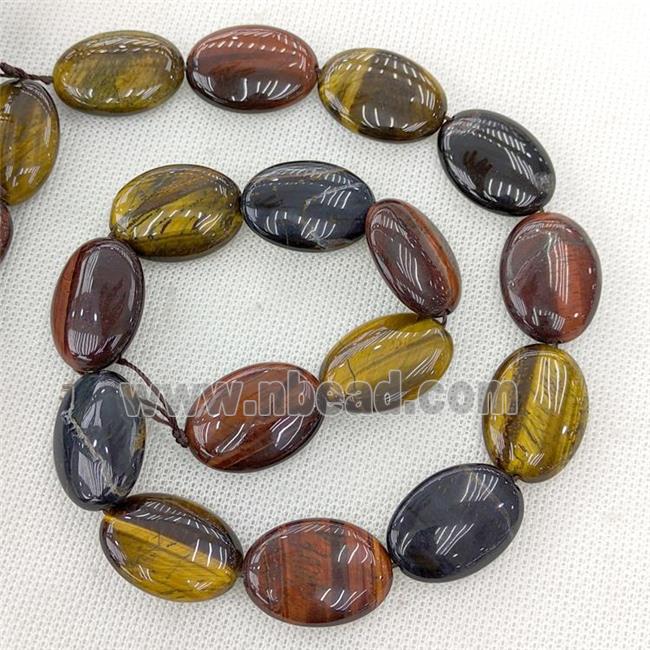 Tiger Eye Stone Oval Beads Multicolor