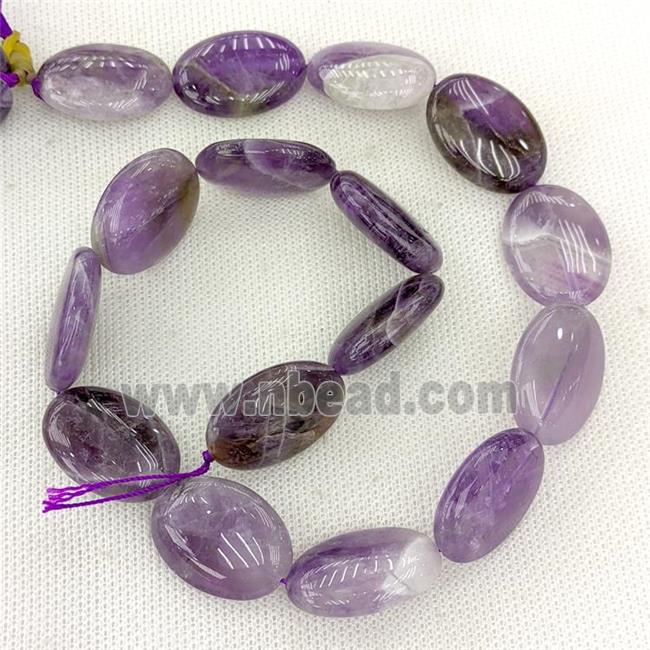 Natural Puprle Amethyst Oval Beads Flat