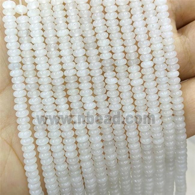 White Jade Beads Smooth Rondelle