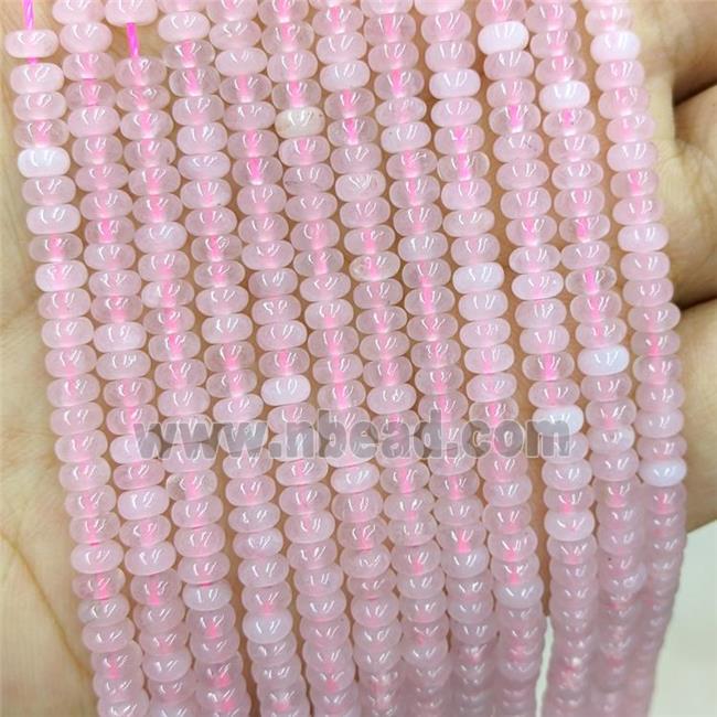 Natural Pink Rose Quartz Beads Smooth Rondelle