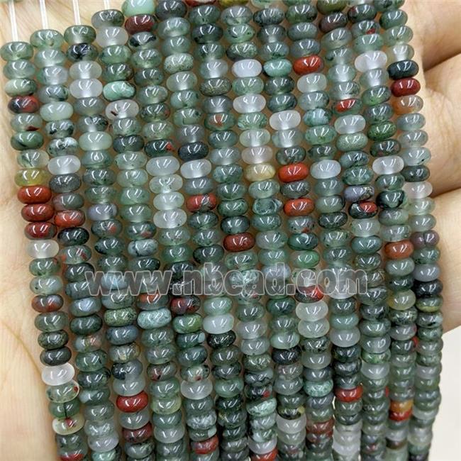 Natural African Bloodstone Beads Green Smooth Rondelle