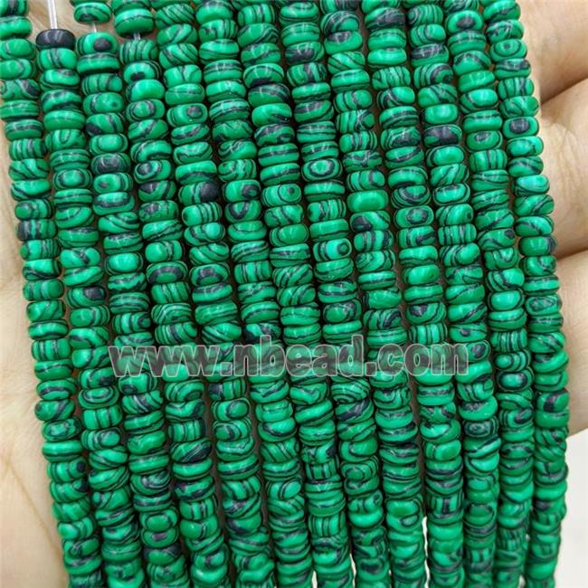 Synthetic Malachite Beads Green Smooth Rondelle