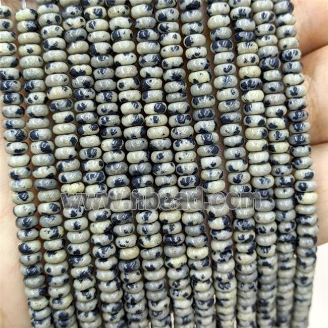 Natural Black Dalmatian Jasper Beads Smooth Rondelle