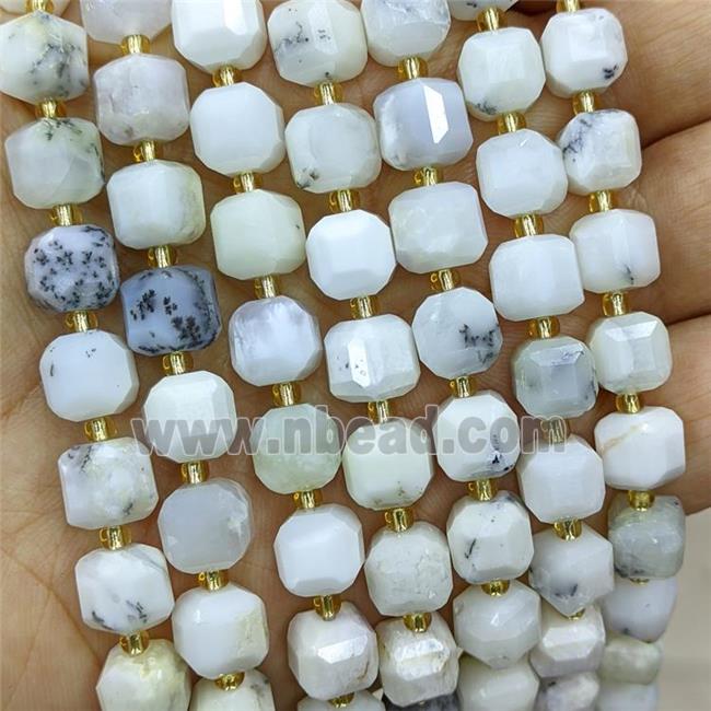 Natural White Opal Beads Faceted Cube