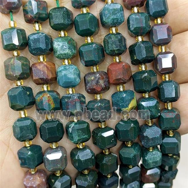 Natural Chook Bloodstone Beads Green Faceted Cube