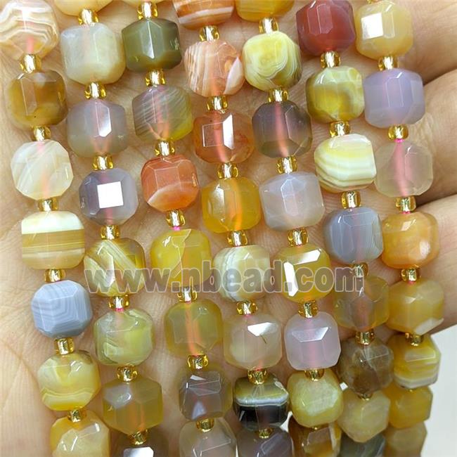Natural Botswana Agate Beads Yellow Faceted Cube