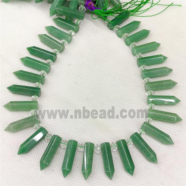 Natural Green Aventurine Bullet Beads Point