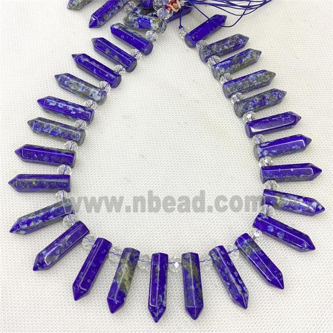 Natural Lapis Lazuli Bullet Beads Blue