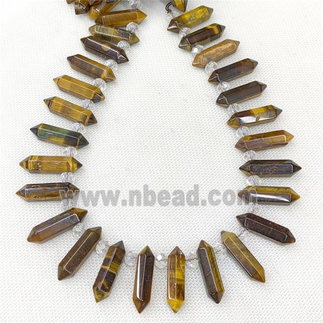 Natural Tiger Eye Stone Prism Beads Point