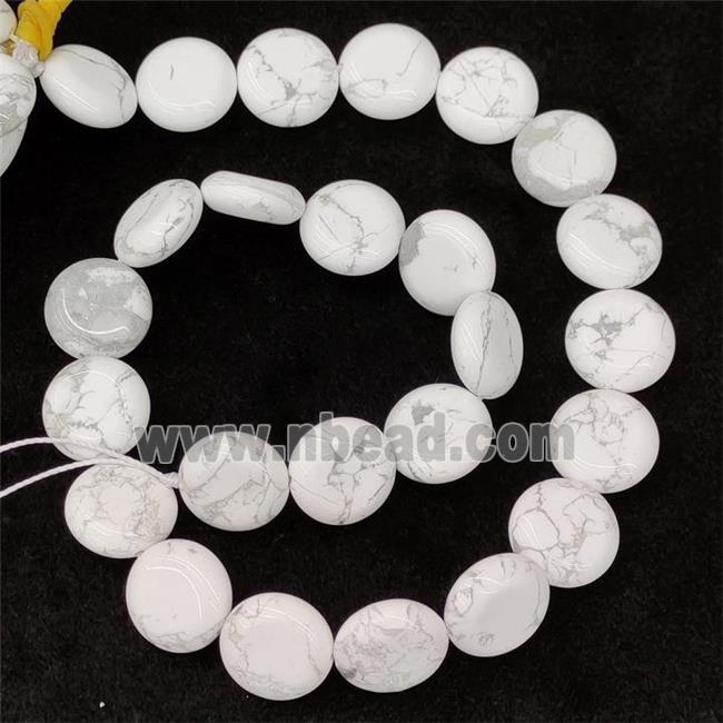 White Howlite Turquoise Coin Beads Flat