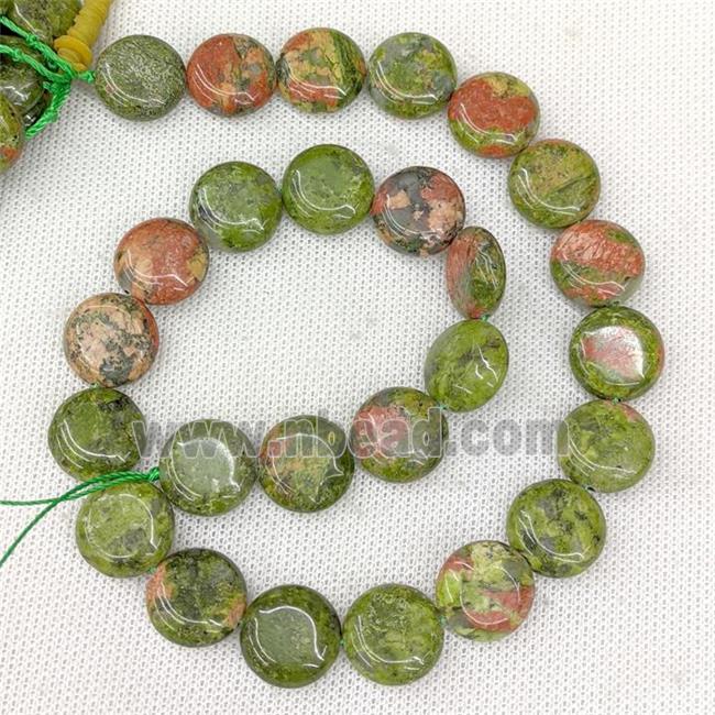 Natural Green Unakite Beads Coin