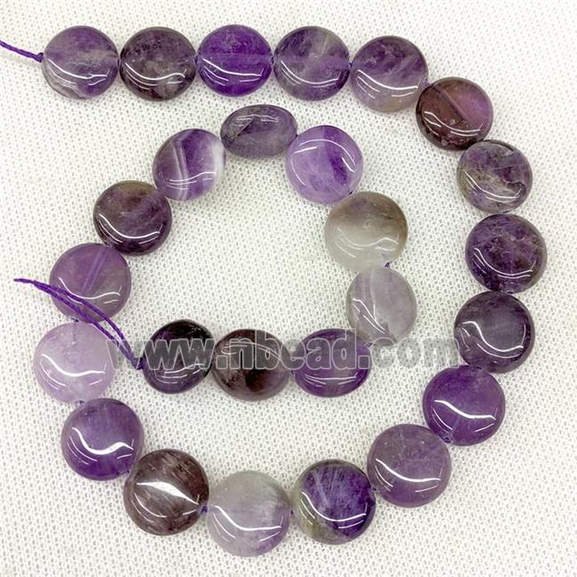 Natural Purple Amethyst Coin Beads