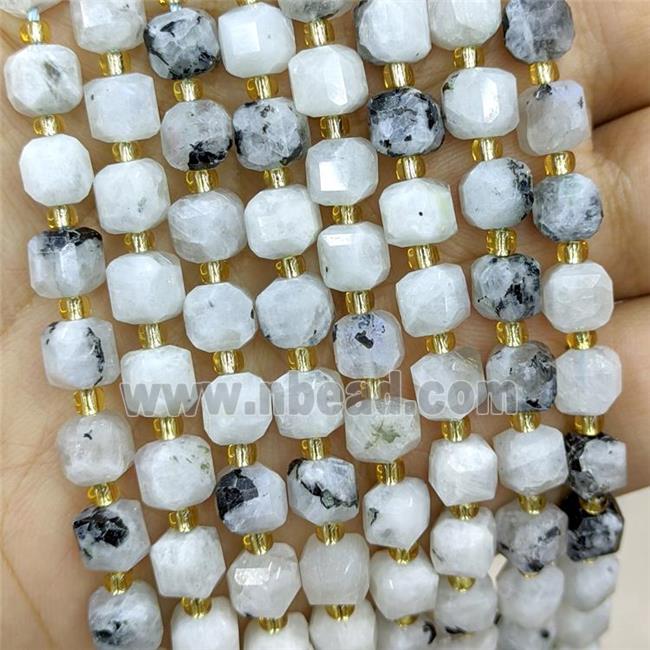 Natural White Moonstone Beads B-Grade Faceted Cube