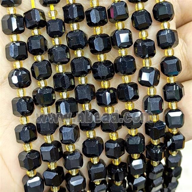 Natural Black Onyx Agate Beads Faceted Cube