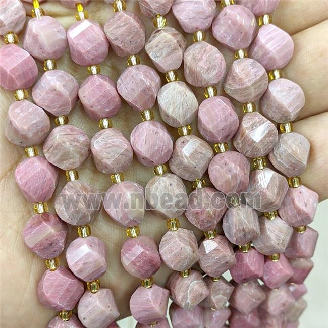 Natural Pink Wood Lace Jasper Twist Beads S-Shape Faceted