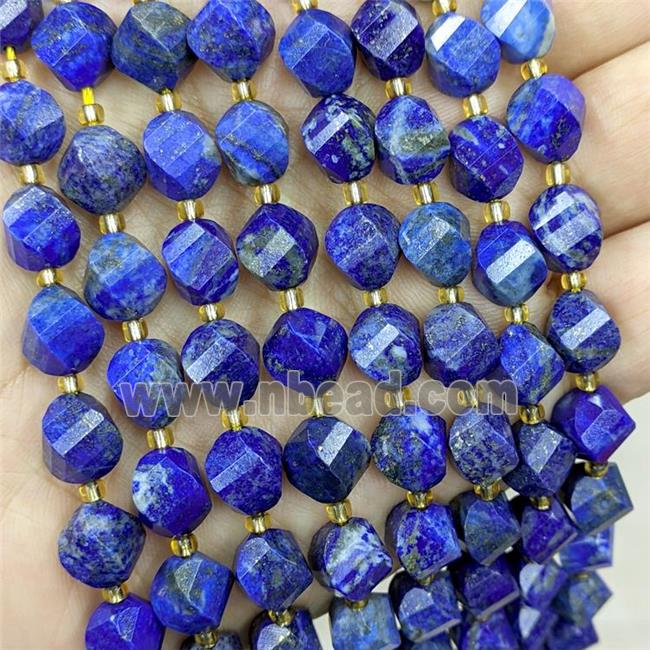 Natural Blue Lapis Lazuli Twist Beads S-Shape Faceted