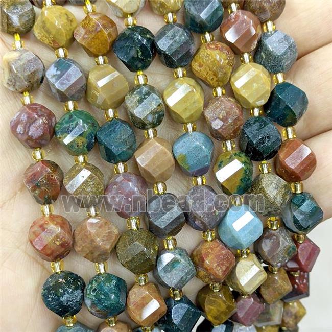 Natural Ocean Agate Twist Beads S-Shape Faceted Multicolor
