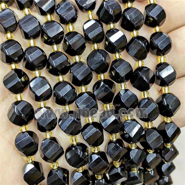 Natural Black Onyx Agate Twist Beads S-Shape Faceted Dye