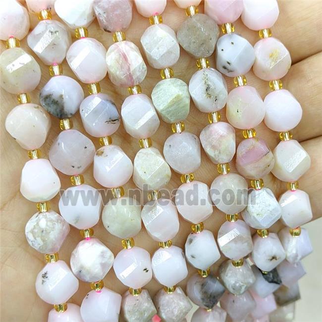 Natural Pink Opal Twist Beads S-Shape Faceted