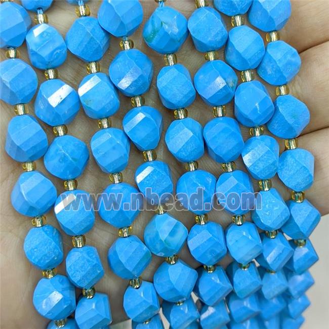 Magnesite Turquoise Twist Beads S-Shape Faceted Blue Dye