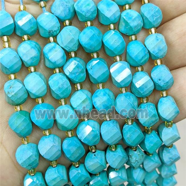 Magnesite Turquoise Twist Beads S-Shape Faceted Teal Dye