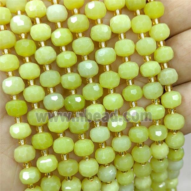 Natural Lemon Jade Beads Faceted Rondelle Olive