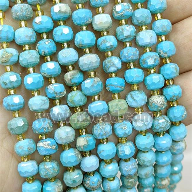Magnesite Turquoise Beads Faceted Rondelle Blue Dye