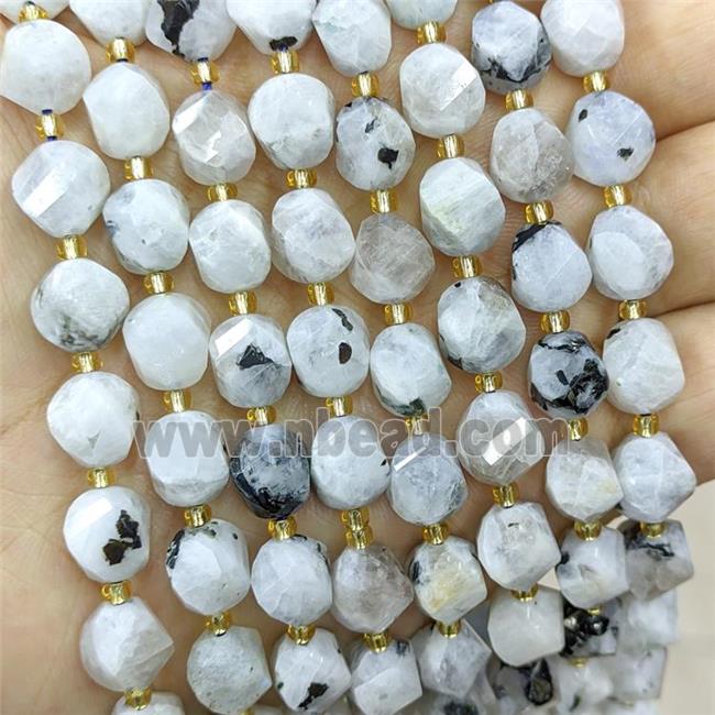 Natural White Moonstone Twist Beads S-Shape Faceted