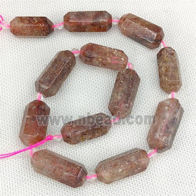 Natural Pink Strawberry Quartz Bullet Beads Prism