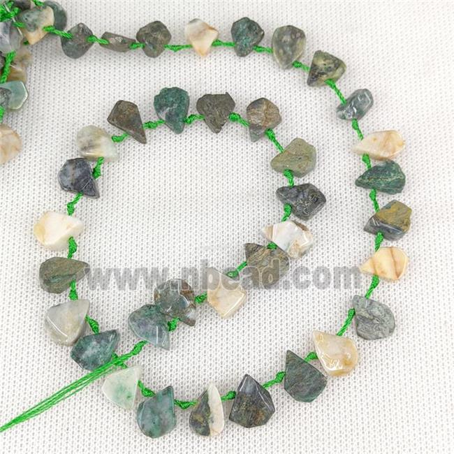 Natural Green Azurite Teardrop Beads Topdrilled